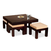 The Attic Livingston Solid Wood Coffee Tables Set Walnut